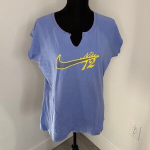 Nike Blue Cotton Short Sleeve Women’s Gym Top (XL)